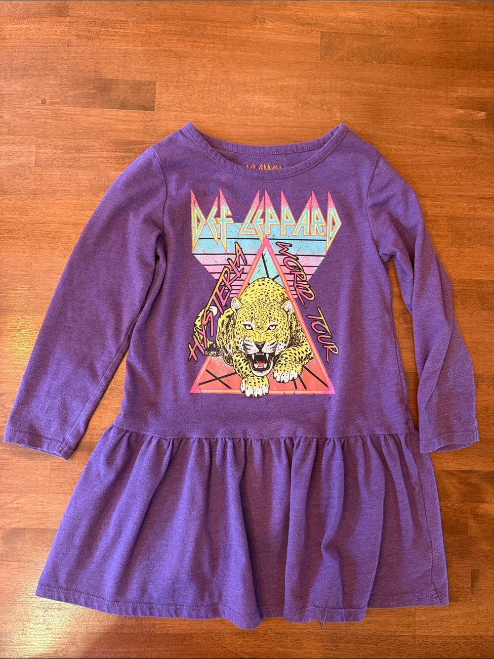 Purple Kids' Graphic Dress with Def Leppard Tour Print